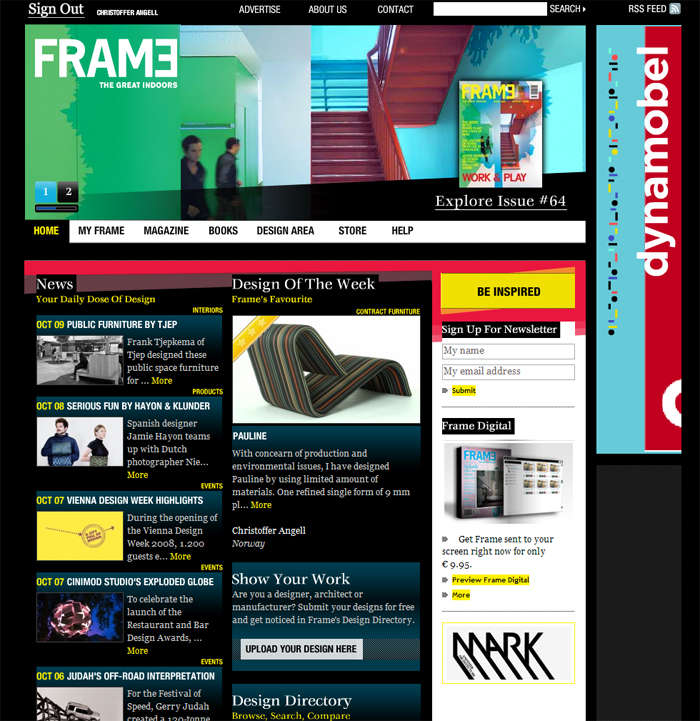 magazine design. Frame magazine, design of